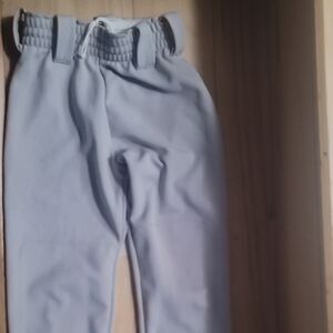 Kids' Gray Elastic Waist Baseball Pants (FULL LENGTH)